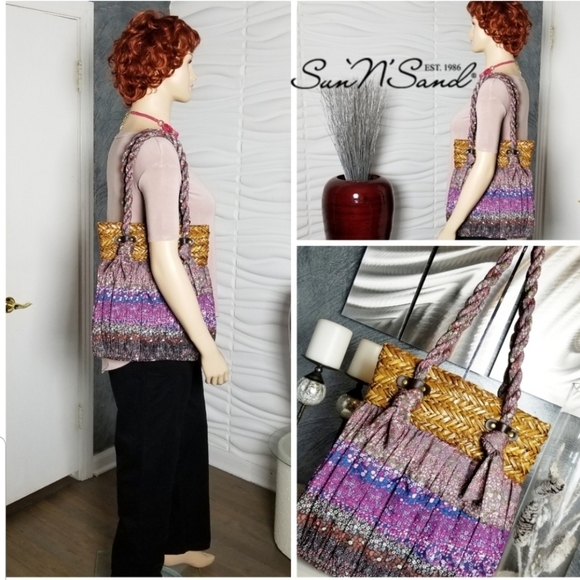 SUN N SAND BOHO CHIC BAG PURPLE - Picture 7 of 13